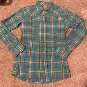 Wrangler women’s western snap shirt- small turquoise